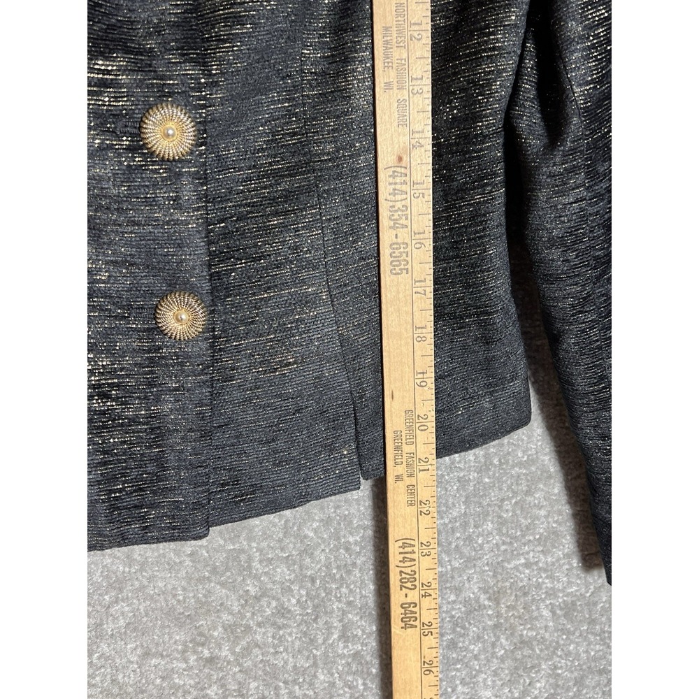 Vintage Gantos 3 Button Blazer Womens Size 4 Black Gold Metallic Textured Lined - Picture 7 of 7